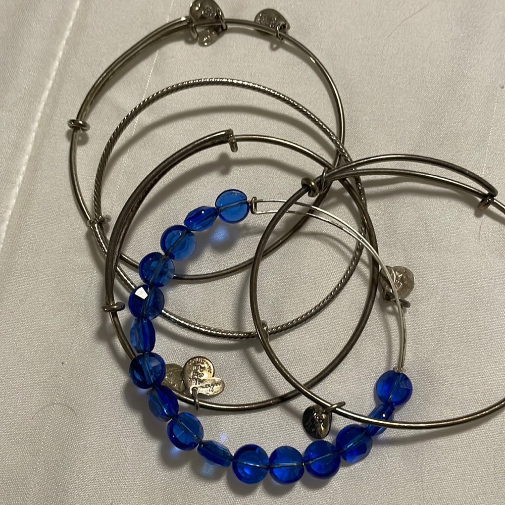 Alex and ani silver set w blue
